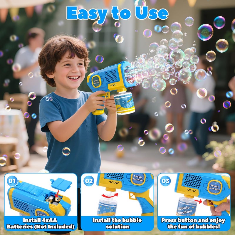 EagleStone 2 Pack Bubble Guns with 4 Bottles Solution, Automatic Bubble Machine Blaster for Kids & Adults â€“ Light Up Summer Toy for Outdoor, Birthday Gifts, Easter, Wedding Party Favor Bubble - Image 4