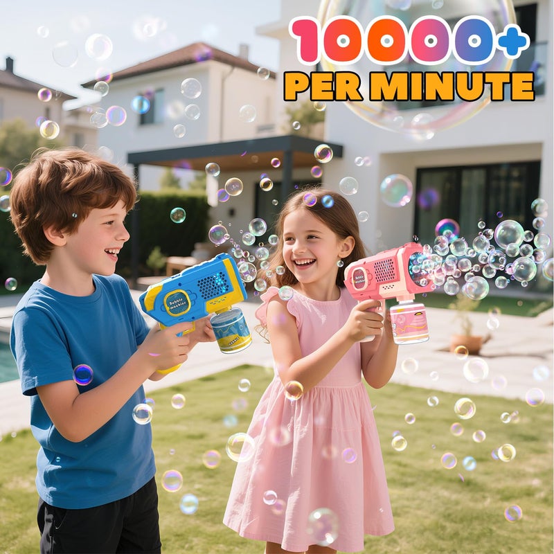 EagleStone 2 Pack Bubble Guns with 4 Bottles Solution, Automatic Bubble Machine Blaster for Kids & Adults â€“ Light Up Summer Toy for Outdoor, Birthday Gifts, Easter, Wedding Party Favor Bubble - Image 2