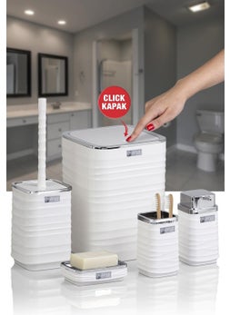 ‎okyanus Home Ocean Home Luna White Chrome Square 5-Piece Bathroom Set  - Image 1