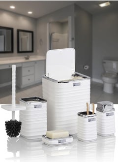 ‎okyanus Home Ocean Home Luna White Chrome Square 5-Piece Bathroom Set  - Image 2