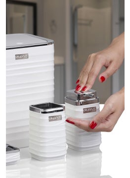 ‎okyanus Home Ocean Home Luna White Chrome Square 5-Piece Bathroom Set  - Image 3