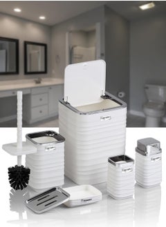 ‎okyanus Home Ocean Home Luna White Chrome Square 5-Piece Bathroom Set  - Image 4