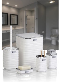 ‎okyanus Home Ocean Home Luna White Chrome Square 5-Piece Bathroom Set  - Image 5