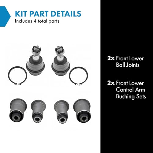 TRQ Front Suspension Kit Ball Joint Control Arm Bushing Set Compatible with 2002-2005 Dodge Ram 1500 - Image 2