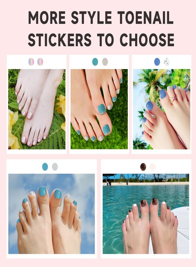 DUKASOU Semi Cured Gel Toe Nail Strips,26 Pcs Toe Nail Stickers Wraps for Holiday(caffee Brown),Gel Strips UV Light Required,Easy to Apply - Image 4