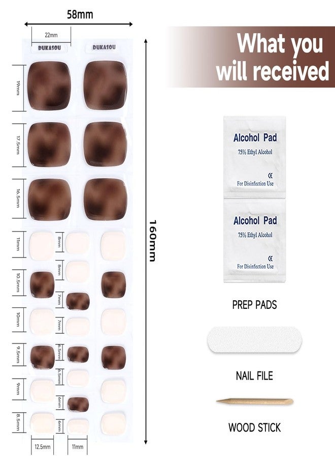 DUKASOU Semi Cured Gel Toe Nail Strips,26 Pcs Toe Nail Stickers Wraps for Holiday(caffee Brown),Gel Strips UV Light Required,Easy to Apply - Image 5