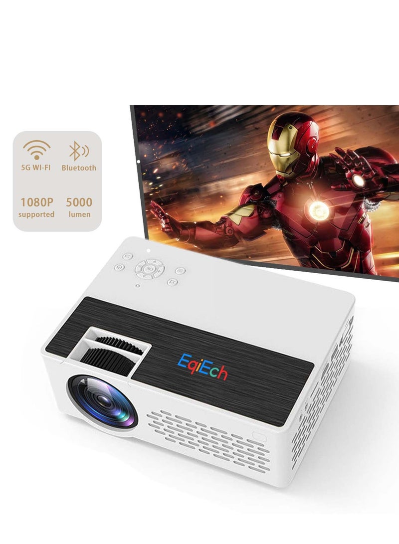 EqiEch Portable Projector 5000 Lumen 1080P Full HD Supported Compatible With Bluetooth WiFi TV Stick Smartphone HDMI USB AV - Image 1