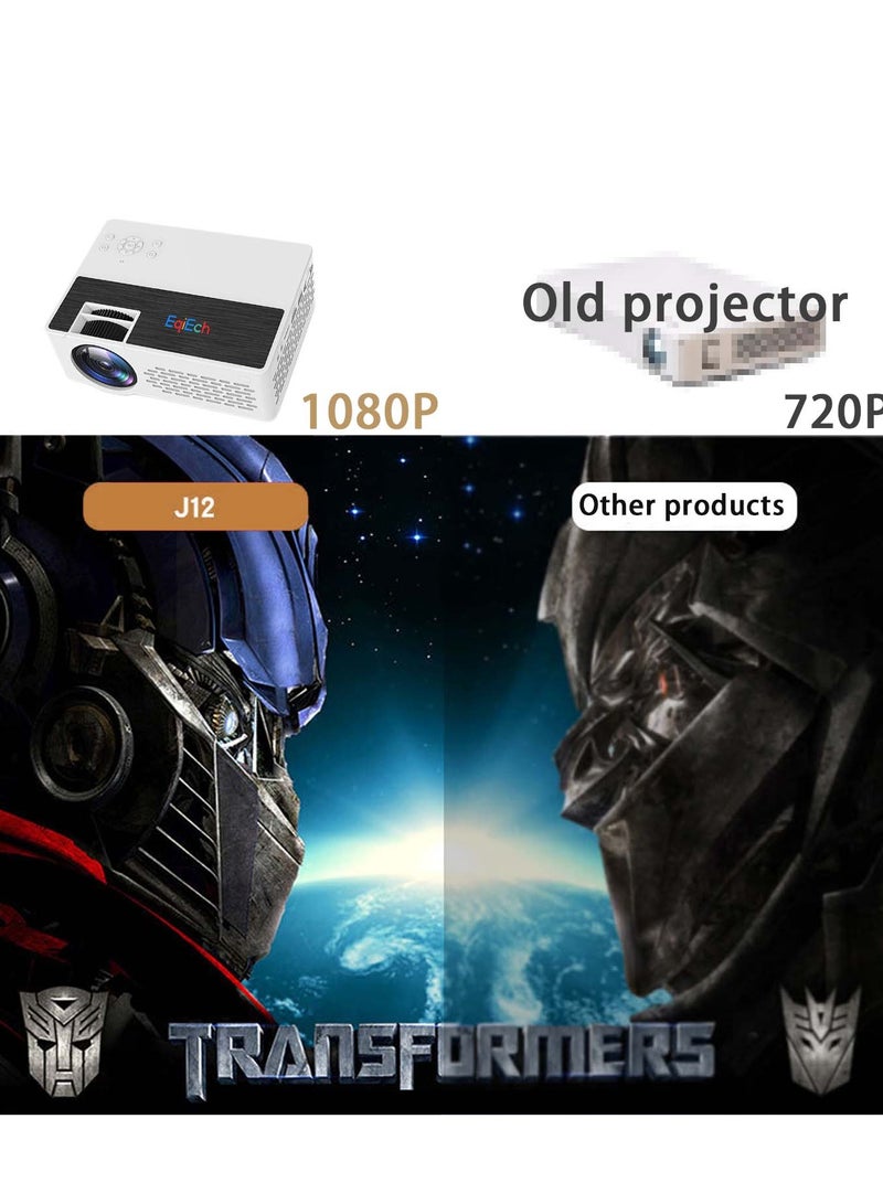 EqiEch Portable Projector 5000 Lumen 1080P Full HD Supported Compatible With Bluetooth WiFi TV Stick Smartphone HDMI USB AV - Image 2