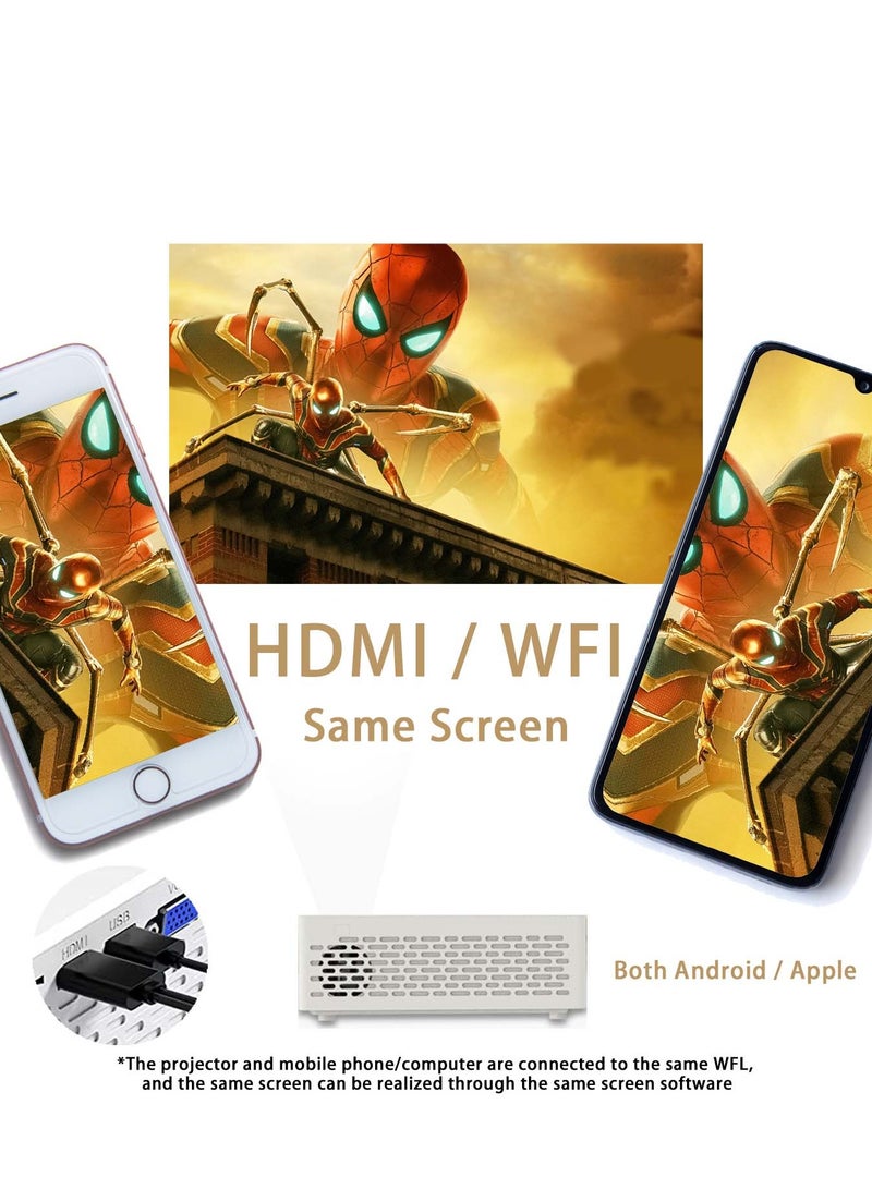 EqiEch Portable Projector 5000 Lumen 1080P Full HD Supported Compatible With Bluetooth WiFi TV Stick Smartphone HDMI USB AV - Image 4