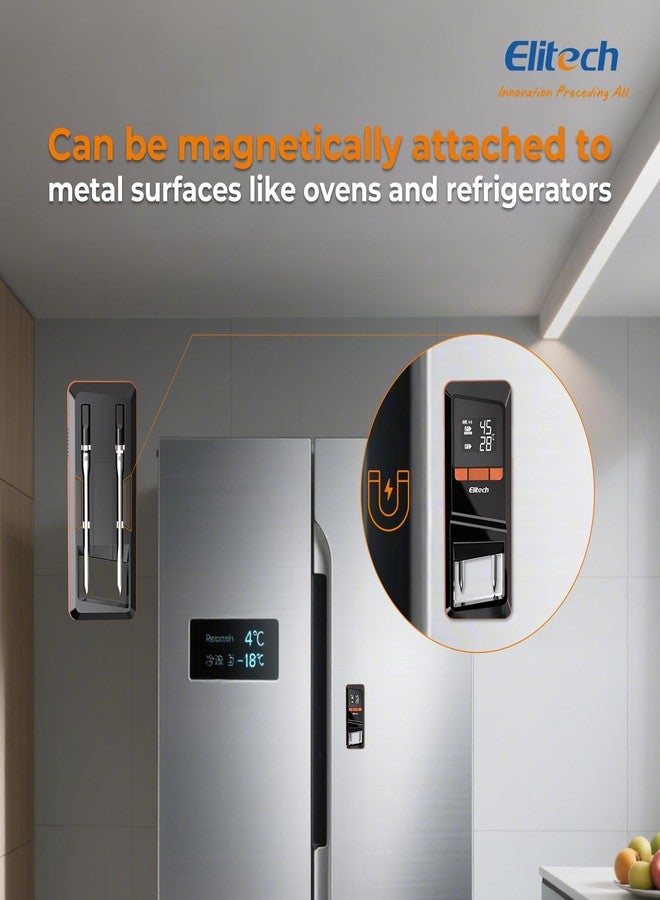 Elitech Digital BBQ Thermometer, Bluetooth Wireless Meat Thermometer for Grilling and Smoking, 2 Probes for Grill, Oven, Smoker, Rotisserie, WMT-20 - Image 4