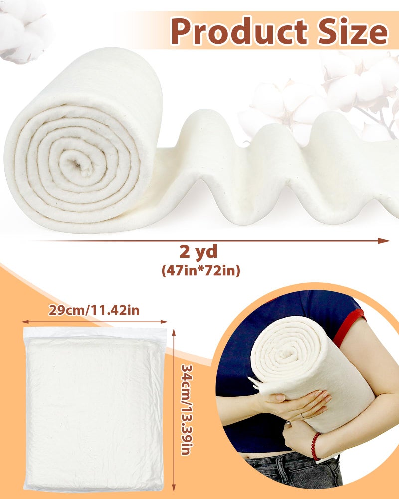 FIVEIZERO 100% Natural Cotton Quilt Battingâ€“47Inchesx2Yards Large Lightweight Batting Fabric,Quilting Batting by The Yard for Sewing,Crafts,Potholders,Backing,Wadding,Twin & King Size Quilt Projects - Image 2