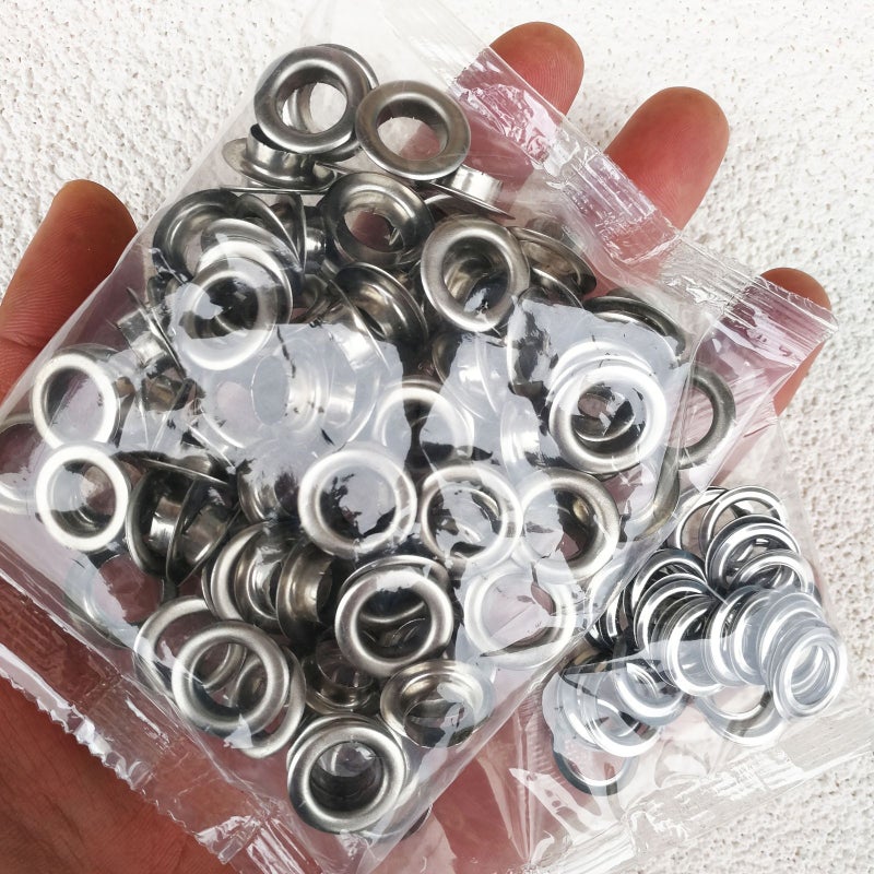 Pliers Grommet Tool Set 10mm 3 8 Inch Eyelet Kit Punching Machine For Tarps Banners Canvas Leather Tents Vinyl Fabric Tarp Wallet Making DIY Craft Golden And Silvery Each 100 - Image 2