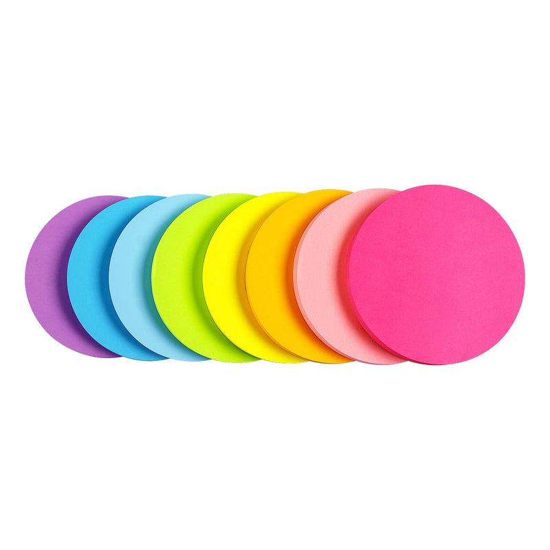 SIMONA Round Sticky Notes 8 Color Bright Colorful Sticky Pad 75 Sheets/Pad Self-Sticky Note Pads - Image 1