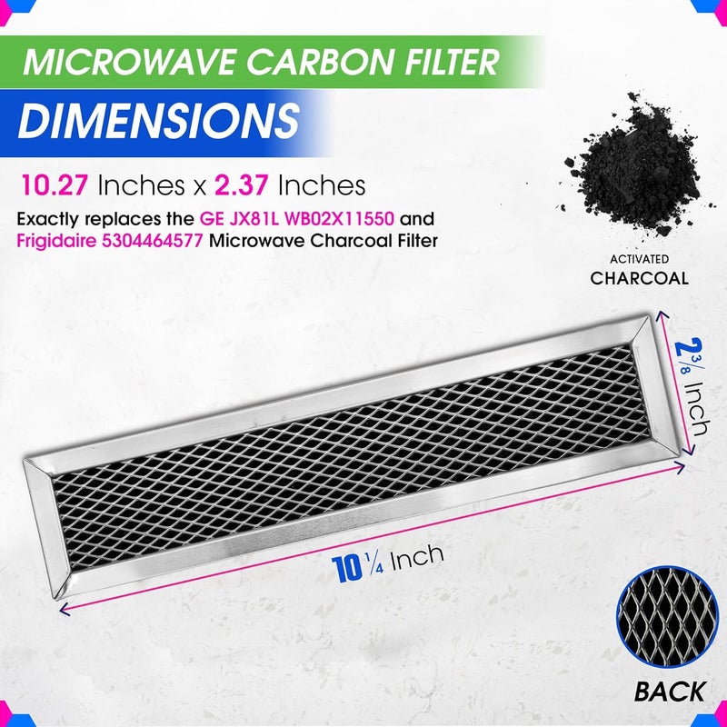 Bagean Microwave Filter Replacement for GE JX81L WB02X11550 Microwave Charcoal Filter 10" x 2.375" Fit's Frigidaire 5304464577 Pure Air Carbon Filter (2-Pack) Consistent steady quality - Image 2
