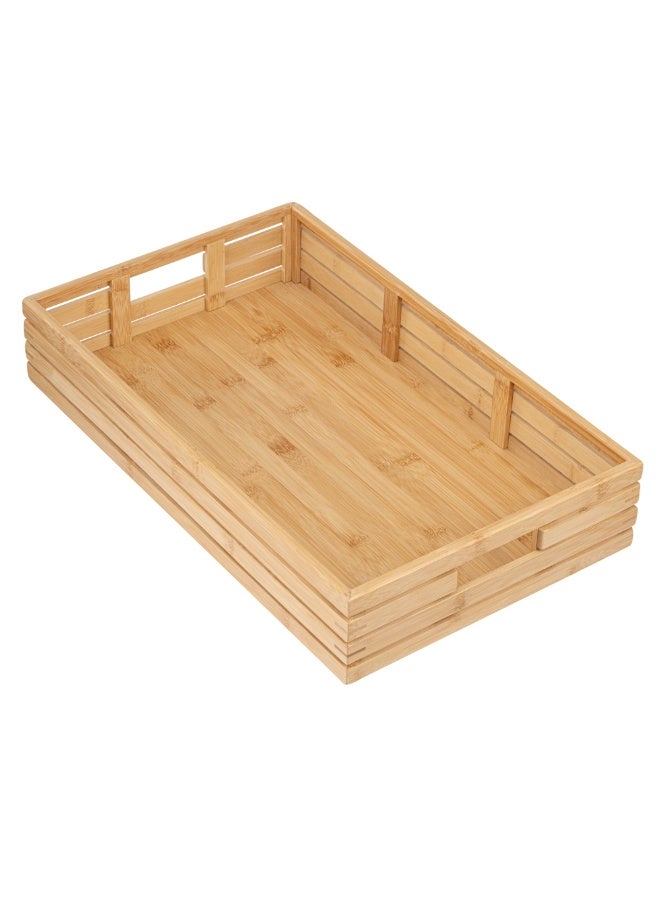 Restaurantware صينية إفطار 20.75 × 13 × 3.75 بوصة، صينية مستطيلة مع مقابض - تصميم باليت، مقاومة للكسر، صينية تقديم من الخيزران، غير قابلة للكسر، للوجبات، والوجبات الخفيفة، والمشروبات - Image 1