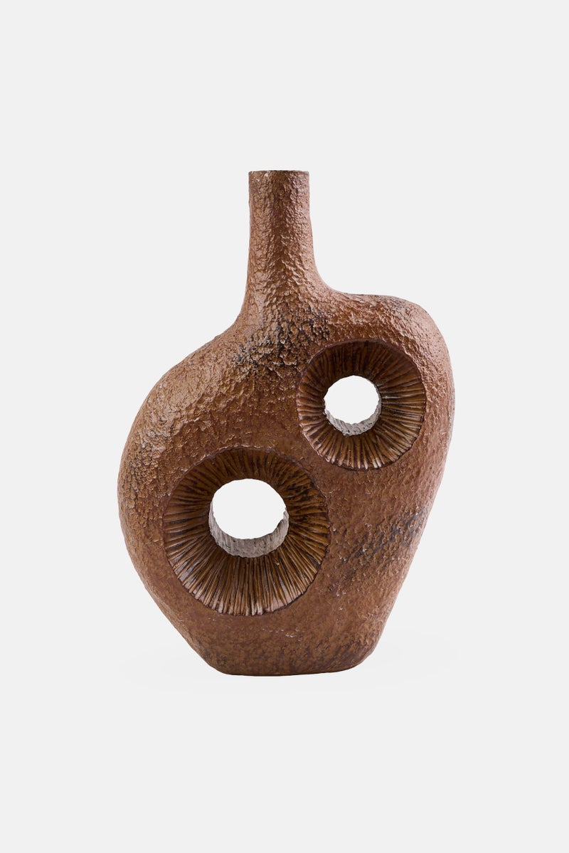 Boltze Resin Hamston Monochrome Flower Vase, Brown  - Image 1