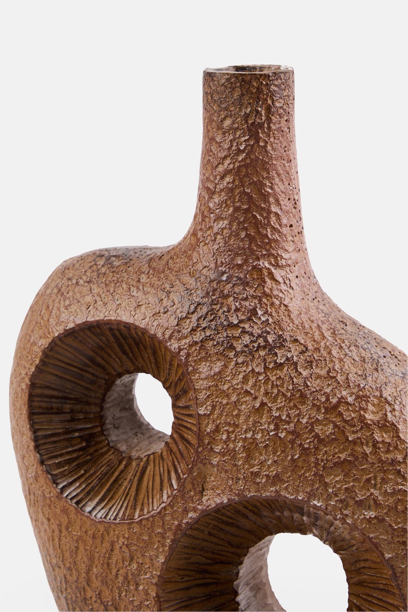Boltze Resin Hamston Monochrome Flower Vase, Brown  - Image 2