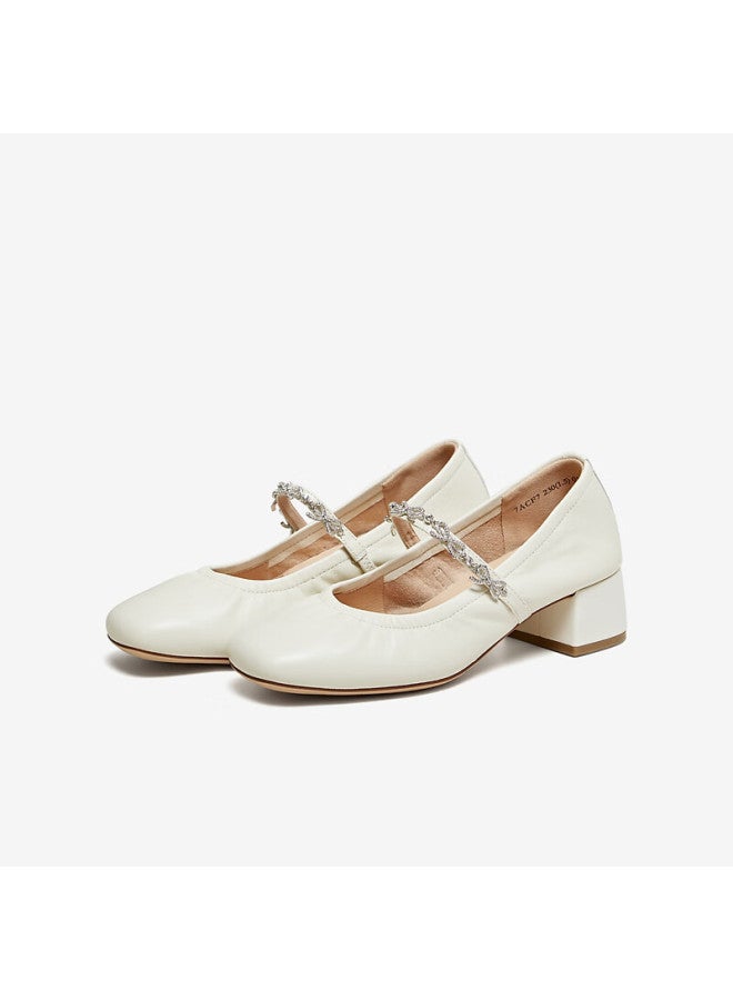 Tata Spring Mall Style Women's Casual Elegant Mary Jane Shoes Light Beige Size 36 - Image 5
