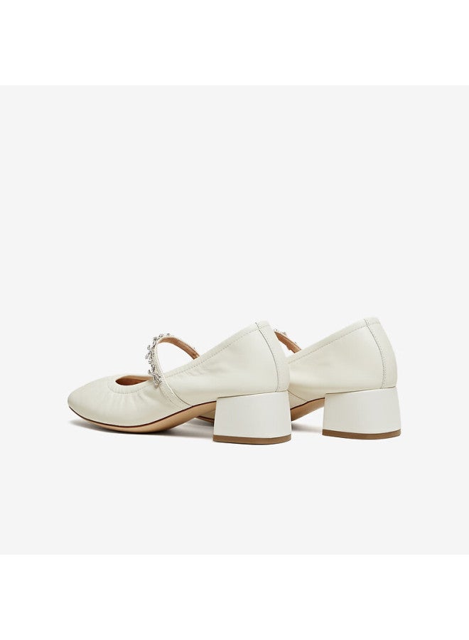 Tata Spring Mall Style Women's Casual Elegant Mary Jane Shoes Light Beige Size 36 - Image 4