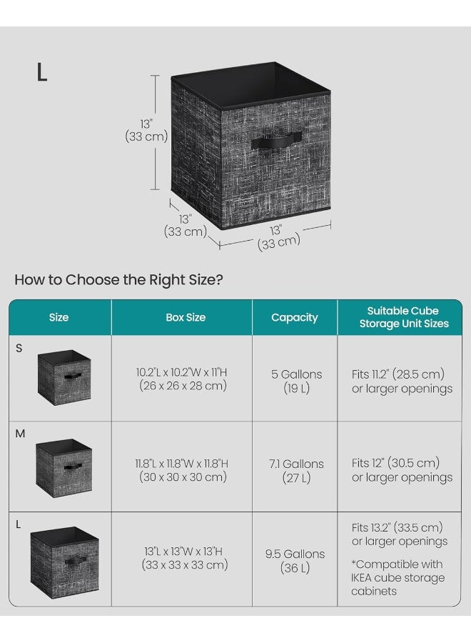 SONGMICS مكعبات التخزين، صناديق قماش غير منسوجة بحجم 13 بوصة مع مقبضين مزدوجين، مجموعة من 10، منظمات خزائن للرفوف، قابلة للطي، للملابس، باللون الأسود الحبر - Image 5
