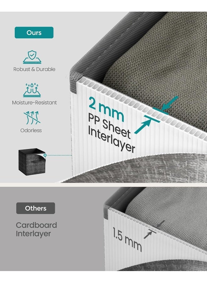 SONGMICS مكعبات التخزين، صناديق قماش غير منسوجة بحجم 13 بوصة مع مقبضين مزدوجين، مجموعة من 10، منظمات خزائن للرفوف، قابلة للطي، للملابس، باللون الأسود الحبر - Image 3