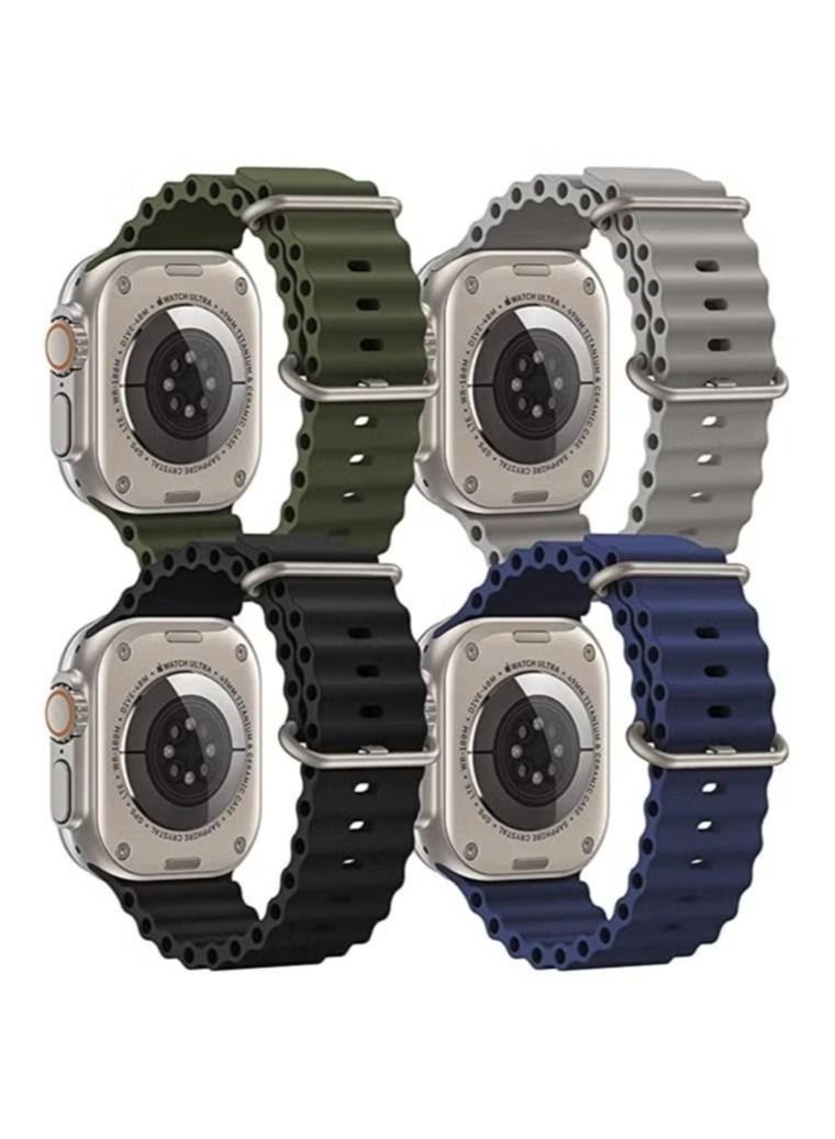 vesus 4 Pack Sport New Silicone Band Compatible with apple watch Ultra ocean 42/44/45/49mm Strap for watch Series Ultra 8 7 6 5 SE