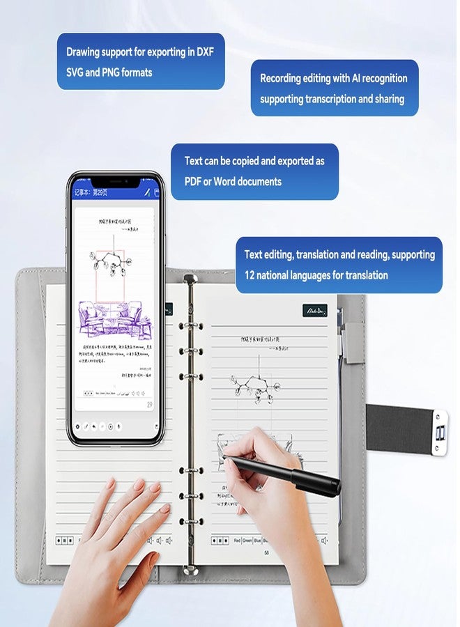 lewitools Smart Digital Pen Real-Time Sync Write on Paper Sync to Phone Mobile Voice to Text Sync Handwritten Notes Handwriting Voice to Digital Texts Storage Voice-Controlled Painting - Image 3
