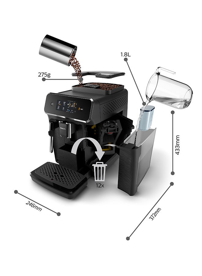 Philips Fully Automatic Espresso Machine Series 2200 - Classic Milk Frother, Touch Screen Display, 2 Beverages 1.8 L 1500 W EP2220/10 Black - Image 5