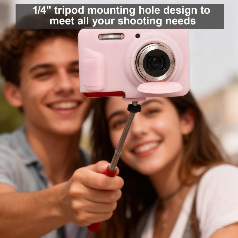 جراب Frevyve لكاميرا Kodak PIXPRO FZ55 الرقمية، ملحقات، جراب حماية من السيليكون الناعم، جراب رفيع مع غطاء عدسة قابل للإزالة وواقي شاشة، خفيف الوزن ومقاوم للخدش (لون وردي فاتح). - Image 3