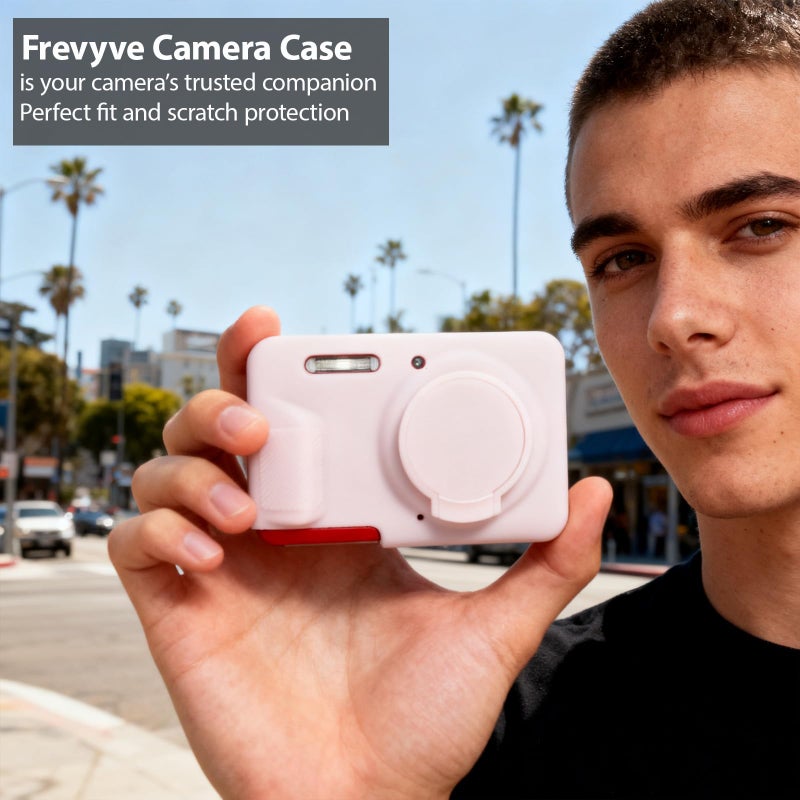 جراب Frevyve لكاميرا Kodak PIXPRO FZ55 الرقمية، ملحقات، جراب حماية من السيليكون الناعم، جراب رفيع مع غطاء عدسة قابل للإزالة وواقي شاشة، خفيف الوزن ومقاوم للخدش (لون وردي فاتح). - Image 2