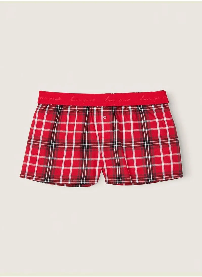 PINK Flannel Boxy Pajama Shorts