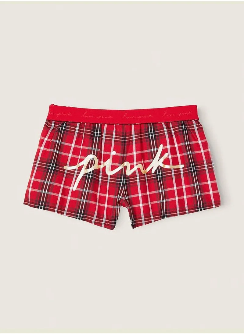 PINK Flannel Boxy Pajama Shorts