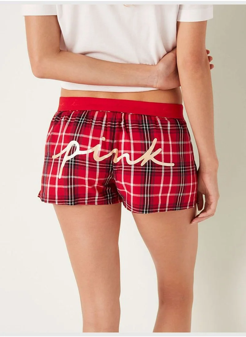 PINK Flannel Boxy Pajama Shorts