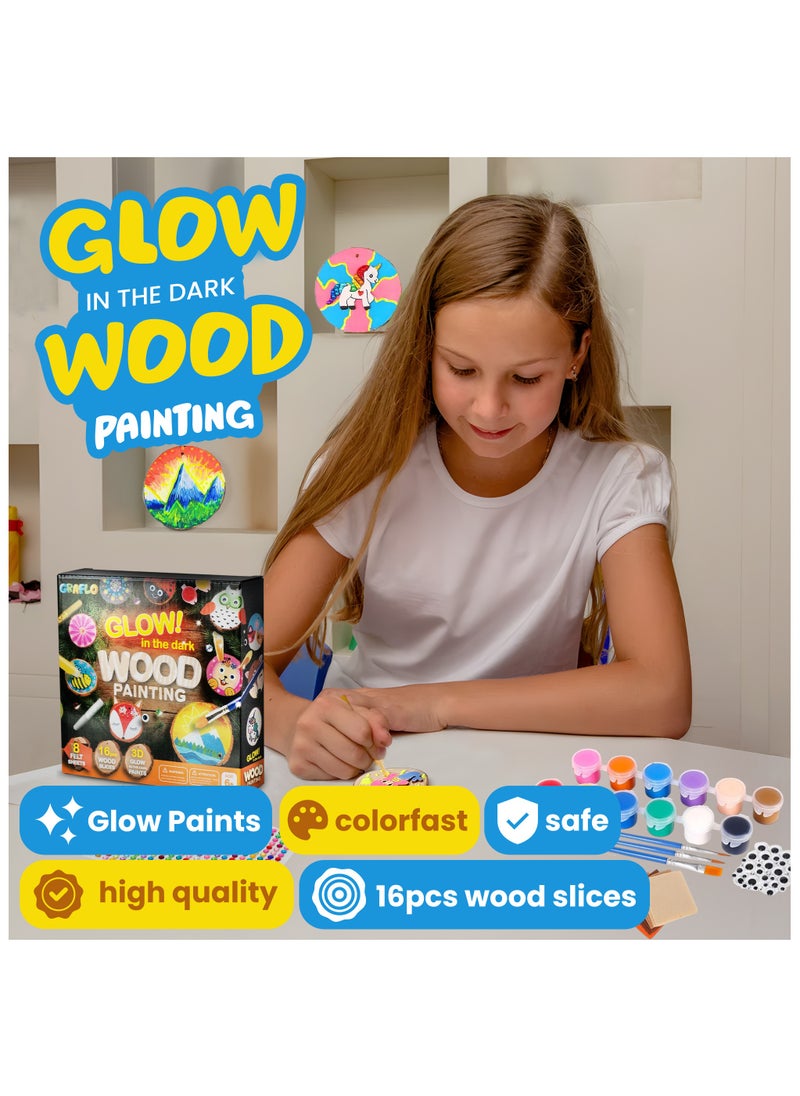 GRAFLO Kids Wooden Painting Kit-Glow in The Dark-Arts & Crafts Gifts for Boys Girls Ages 6-12-Craft Activities Kits - Creative Art Toys for 6, 7, 8, 9, 10, 11 & 12 Year Old Kids  - Image 3