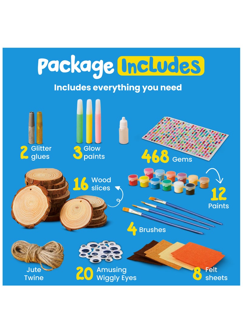 GRAFLO Kids Wooden Painting Kit-Glow in The Dark-Arts & Crafts Gifts for Boys Girls Ages 6-12-Craft Activities Kits - Creative Art Toys for 6, 7, 8, 9, 10, 11 & 12 Year Old Kids  - Image 4