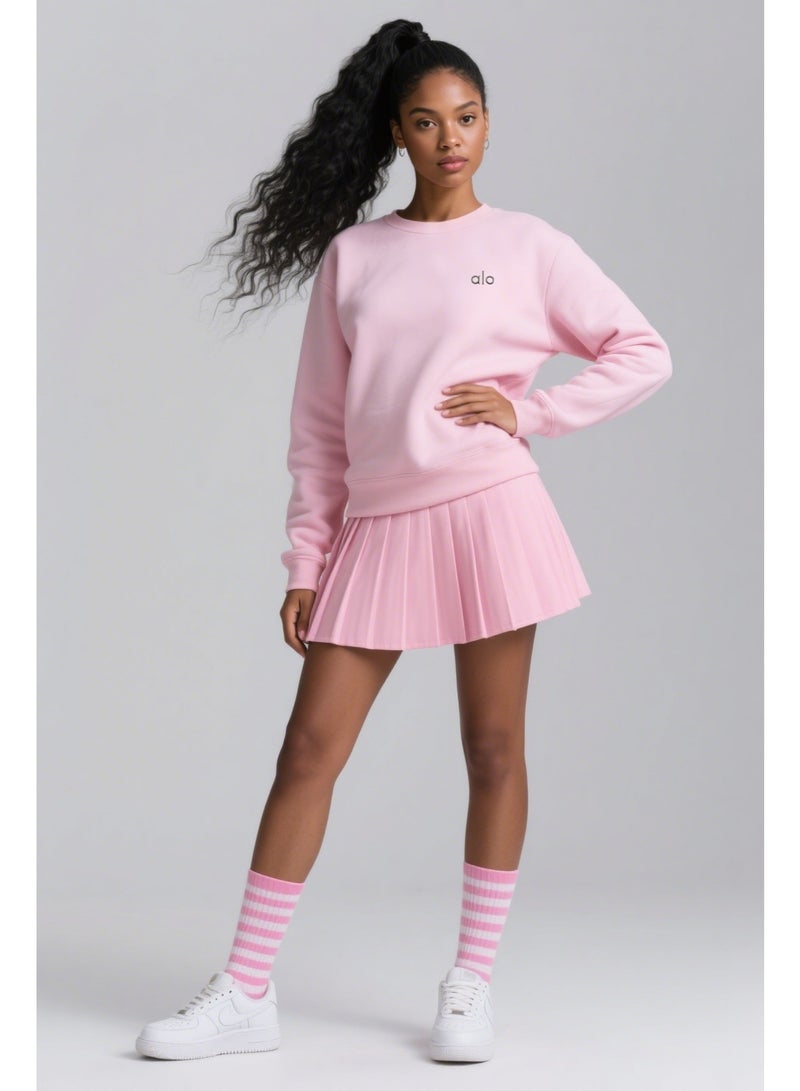 Alo yoga Classic Embroidered Logo Crewneck Sweatshirt, Relaxed Oversized Fit, Ultra-Soft Casual Pullover, Daily Loungewear & Athleisure Top - Image 1