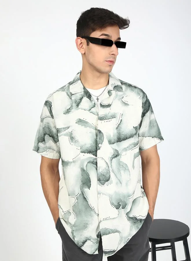 Take Two Men Resort Collar Abstract Print Shirt By Bene Kleed