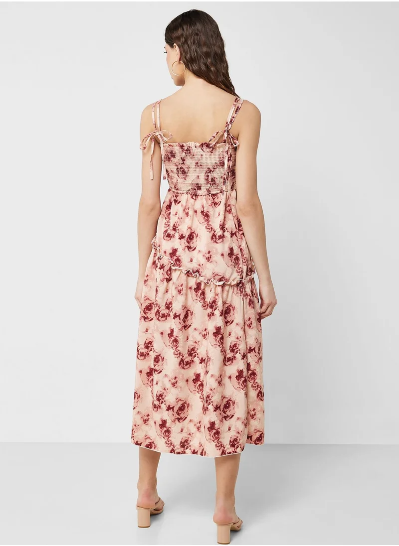 Ginger Strappy Floral Dress with Ruffles