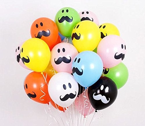 HK balloons Smile Face Mustache (Pack of 30) Birthday Party Decorations Rubber Balloons|Multicolor - Image 4