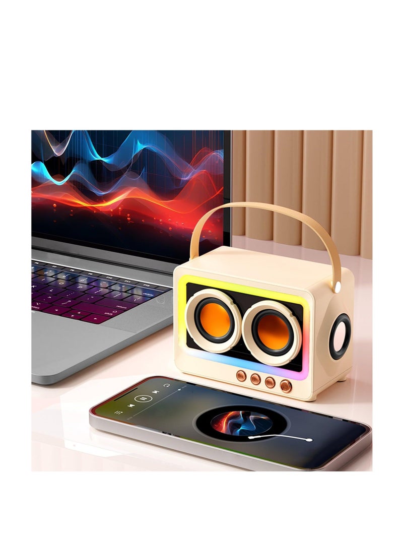 Y&D - Portable Creative Bluetooth Speaker, 360 Degree Stereo Sound Effect, Ultra Long Battery Life Cool RGB Lighting Support Series Mirror Transparent Screen 5.3 Subwoofer, White - Image 1