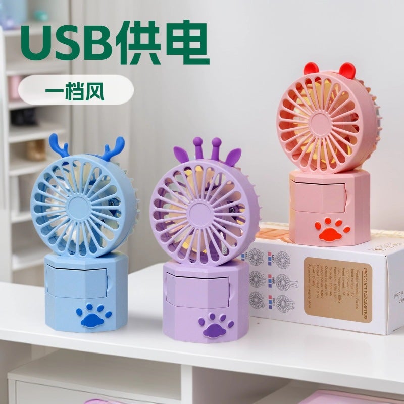 مروحة صغيرة ملونة جديدة بتصميم لطيف، مروحة مكتبية صغيرة، شحن USB، هدية للأطفال - Image 2