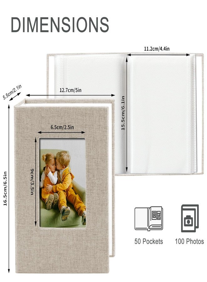 Sprsthai Small Photo Album 4x6 Photos Book, Linen Cover Mini Photo Book, 50 Page Holds 100 Pictures, photobook for Anniversaries Baby Vacations, Beige - Image 3