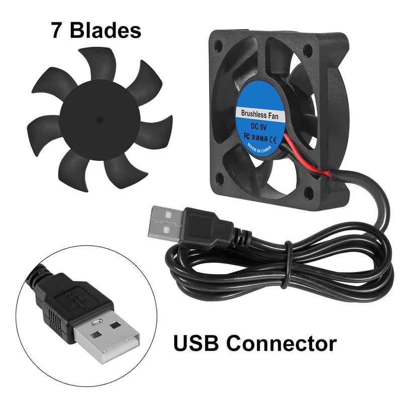 شوتاو 2 قطع مروحة 50 مم 5010 1.96 بوصة USB تبريد بدون فرشاة تيار مستمر 5 فولت 50 مم × 10 مم مروحة تبريد سرعة 4200 دورة في الدقيقة مروحة لتهوية تبريد DIY - Image 3