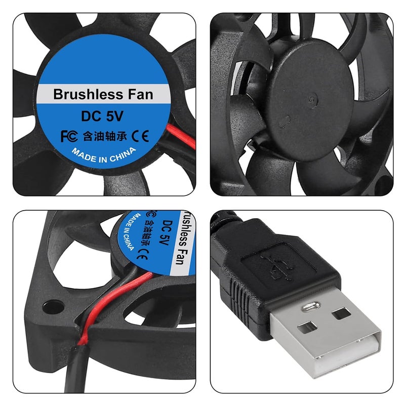 شوتاو 2 قطع مروحة 50 مم 5010 1.96 بوصة USB تبريد بدون فرشاة تيار مستمر 5 فولت 50 مم × 10 مم مروحة تبريد سرعة 4200 دورة في الدقيقة مروحة لتهوية تبريد DIY - Image 2
