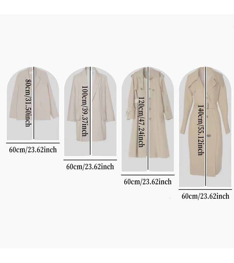 8pcs Thickened Garment Bags: 4pcs 47.24in and 4pcs 55.12in Dust Covers - Image 3