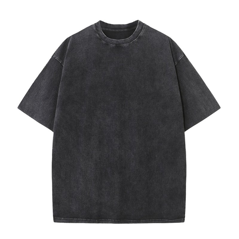 230G Pure Cotton American Washed Old Large Size T-Shirt Men'S And Women'S Short Sleeve Summer Loose Ins Tide Brand Joker Hong Kong Style Xi - Image 1