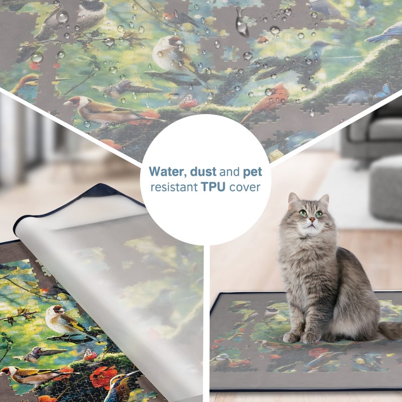 Tektalk Portable Puzzle Mat for Storage NonSlip Surface Gray Up to 1500 Pieces - Image 3