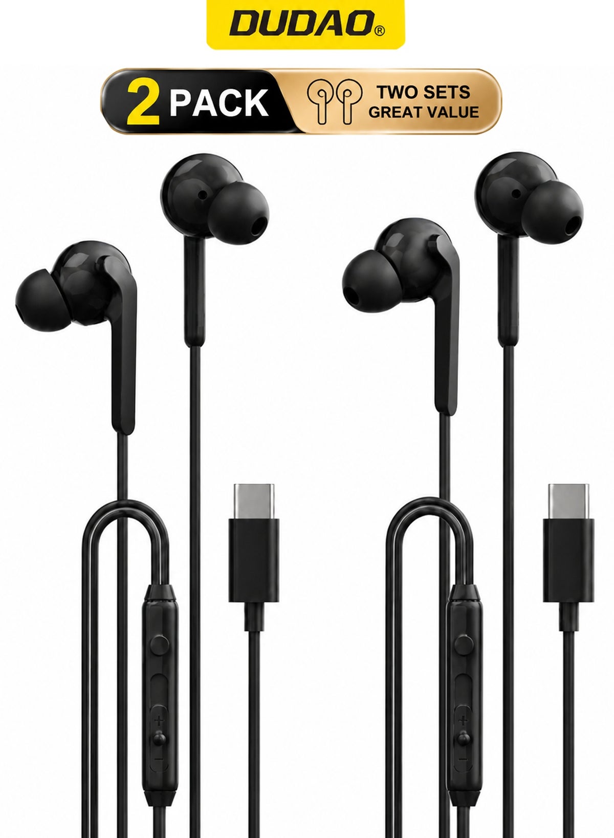 dudao Dudao 2-pack type-c Wired Earphones With Mic Z4F37998BA2B25000E43CZ