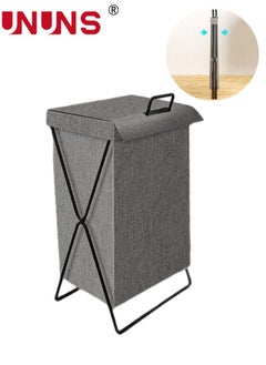 UNUNS Large Collapsible Laundry Basket Hamper with Handles and Lid, Heavy-Duty Frame Clothes Hampers X-Shaped Laundry Hamper Laundry Bag for Laundry, Bedroom, Dorm, Towels  - Image 1