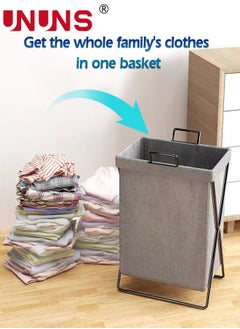 UNUNS Large Collapsible Laundry Basket Hamper with Handles and Lid, Heavy-Duty Frame Clothes Hampers X-Shaped Laundry Hamper Laundry Bag for Laundry, Bedroom, Dorm, Towels  - Image 2